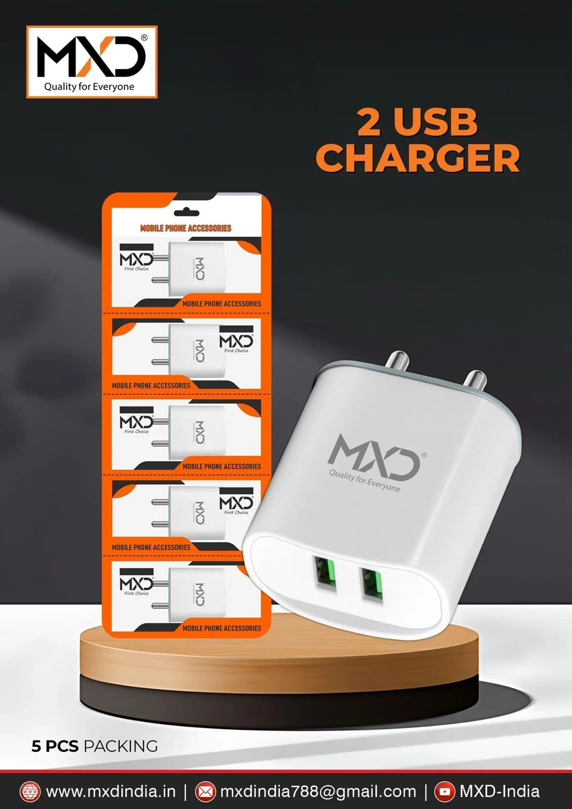 2 USB Charger (Pack of 5)