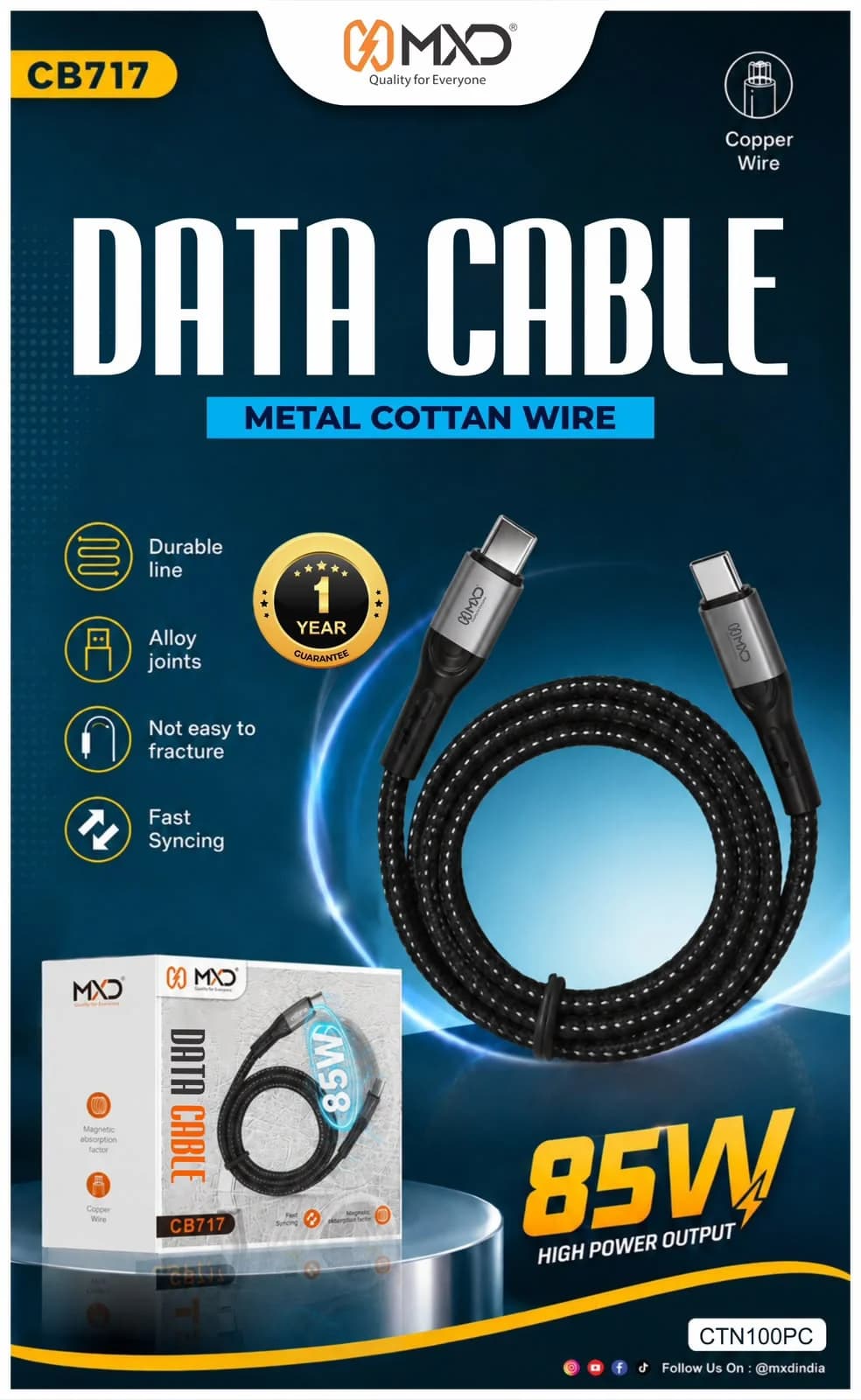 Data Cable 85W (Type-C to Type-C / Lightning)