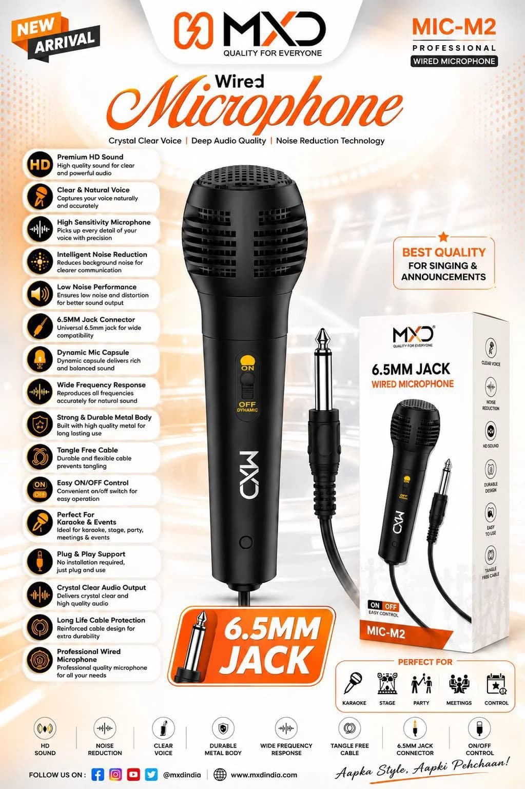 Professional Wired Microphone (6.5mm Jack)