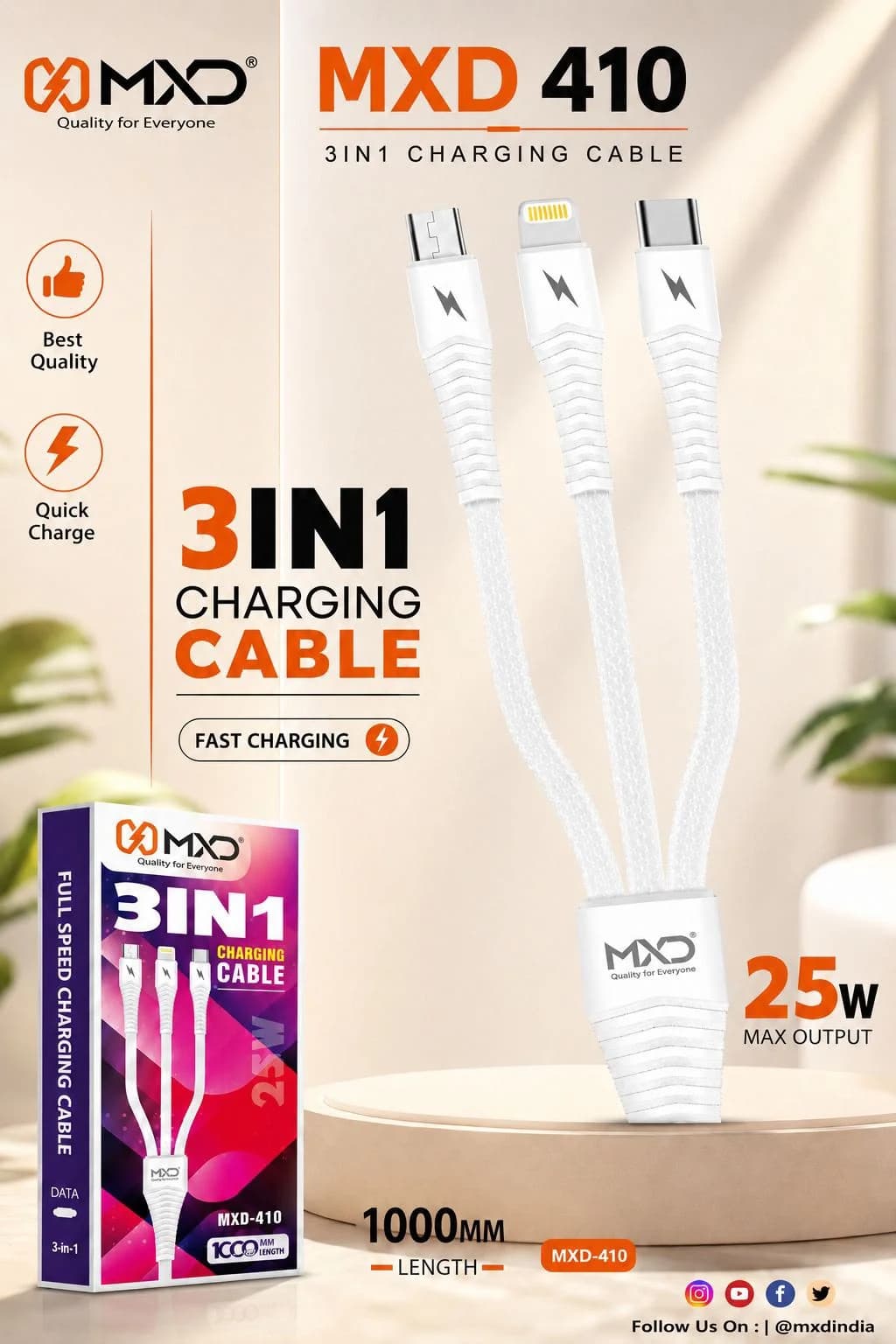 3-in-1 Charging Cable 25W