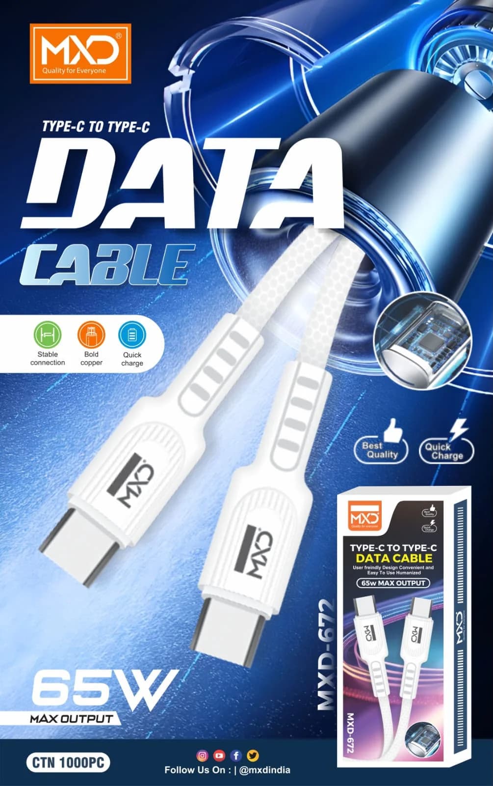 Type-C to Type-C Data Cable 65W